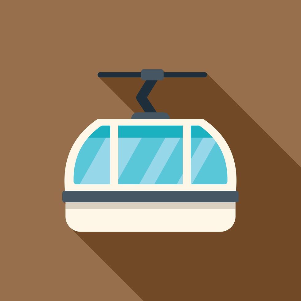 Cableway gondola hanging on ropeway moving up mountain vector