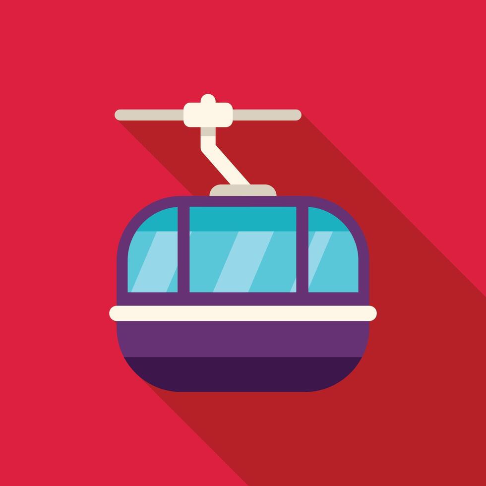 Cable car gondola hanging from cable transporting tourists up mountain vector