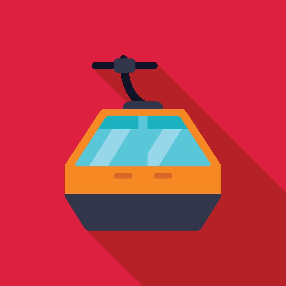 Yellow cable car hanging on ropeway with long shadow vector