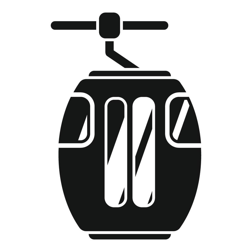 Funicular cabin cableway hanging on ropeway icon glyph style vector