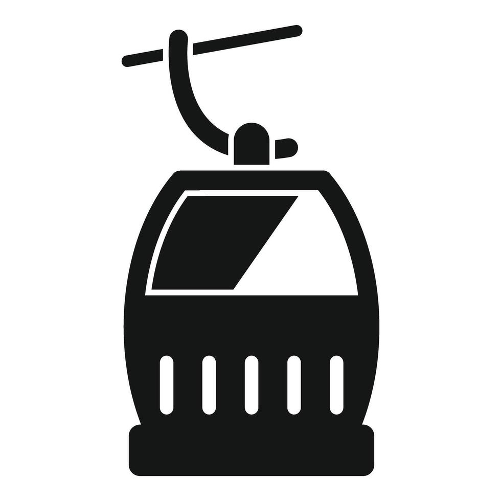 Funicular cabin hanging on ropeway transporting tourists vector