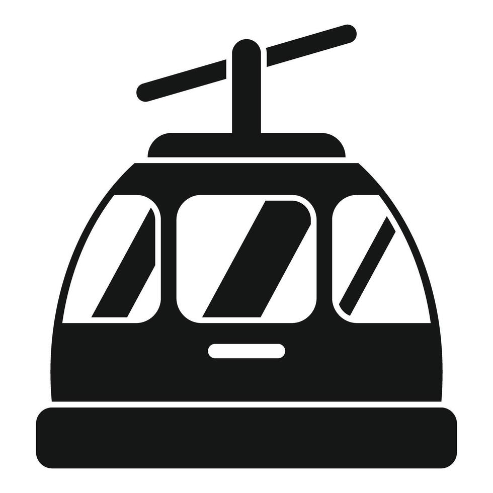 Funicular cabin moving up mountain cableway icon vector