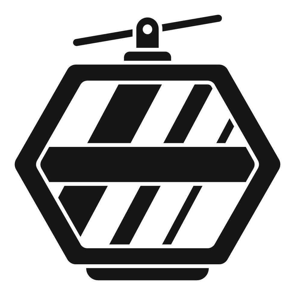 Funicular cabin taking passengers up mountain silhouette icon vector