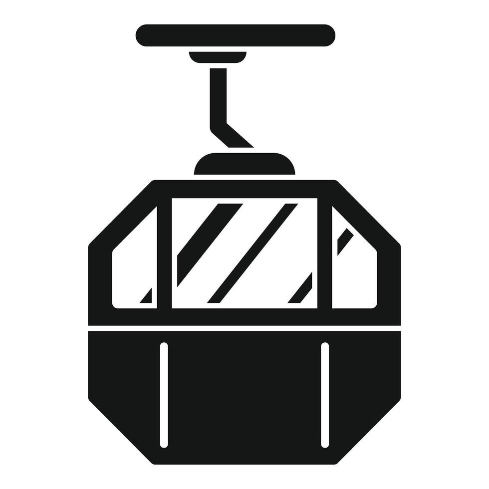 Funicular cabin ascending mountain transporting tourists vector