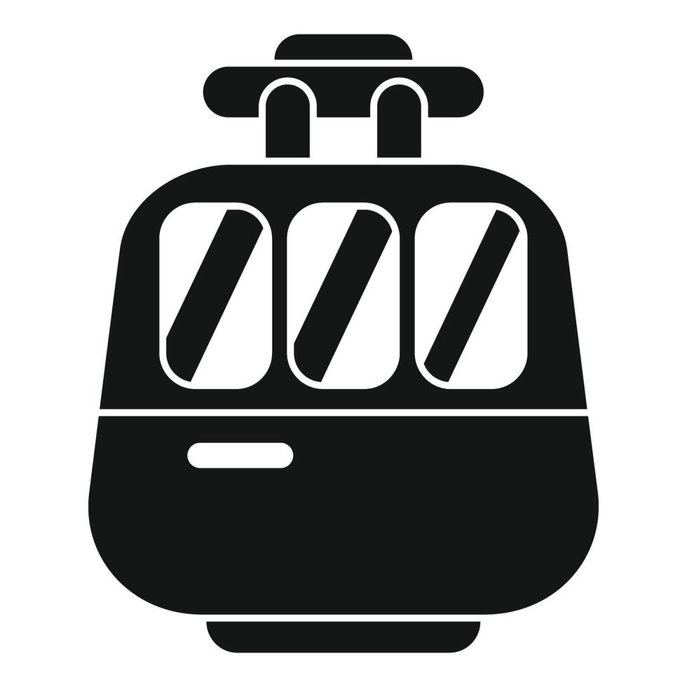 Funicular railway car moving upwards in black and white vector