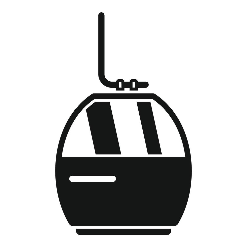 Funicular cabin taking tourists up mountain silhouette icon vector