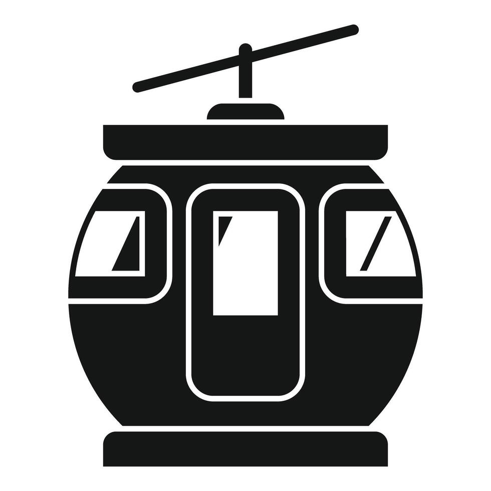 Black and white icon of a funicular cabin climbing a mountain vector
