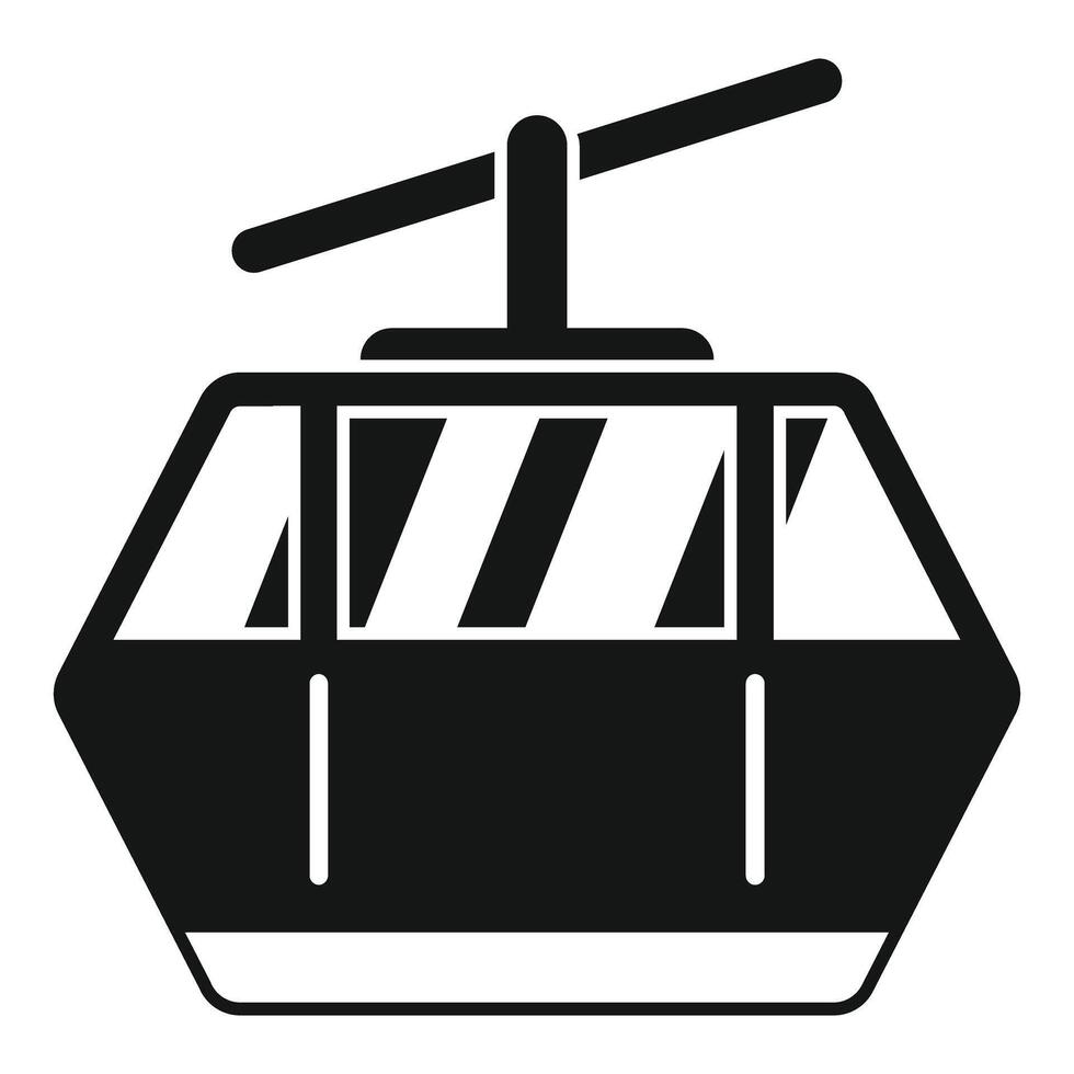 Funicular cabin hanging on cableway transporting passengers vector