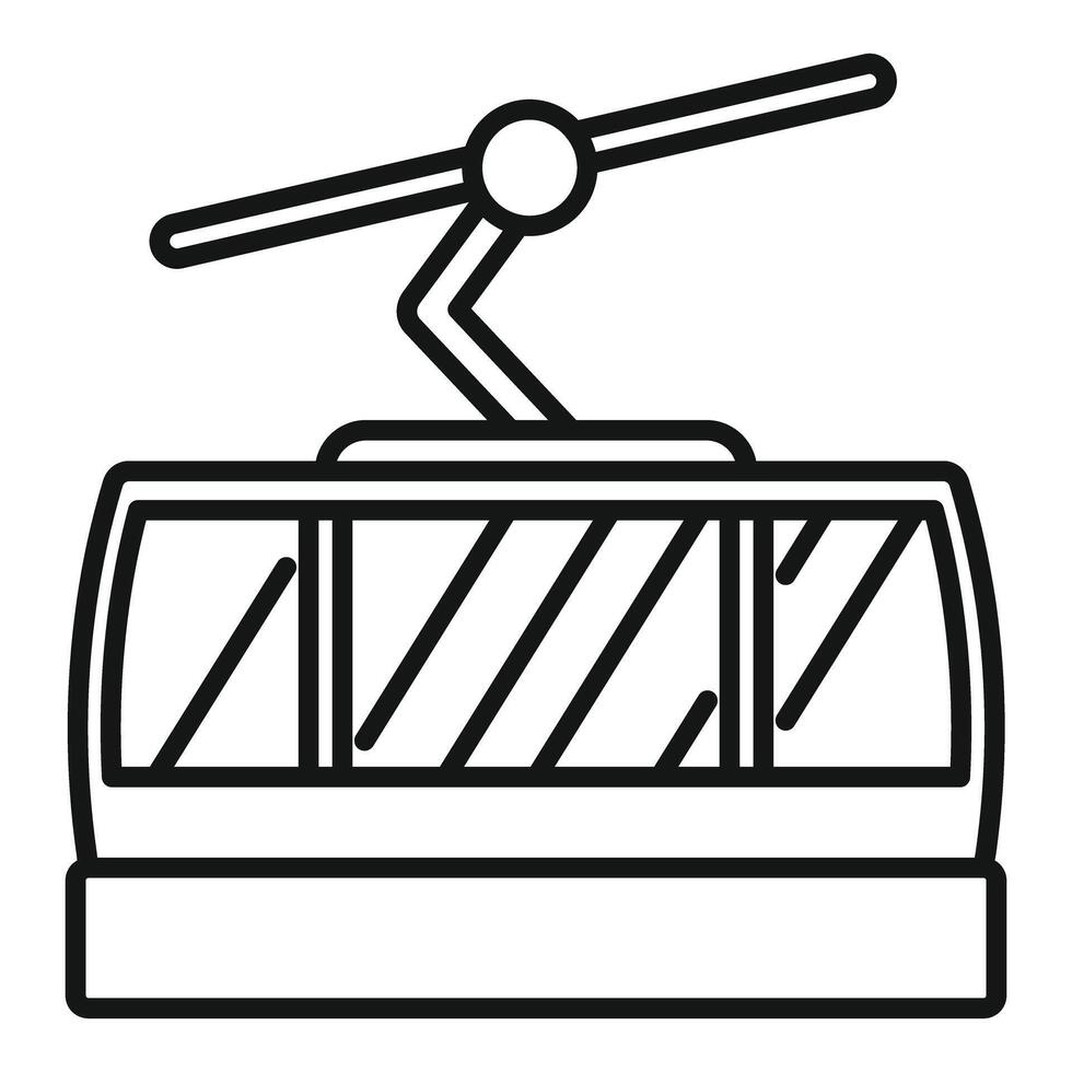 Empty mountain cable car hanging from above showing windows vector