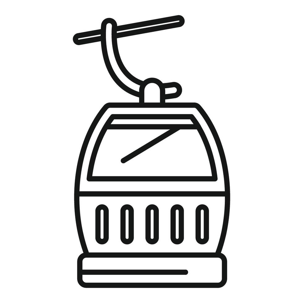 Funicular cabin ascending mountain landscape line icon vector