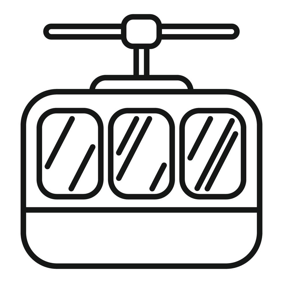 Cable car cabin taking passengers up mountainside vector