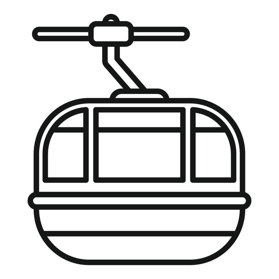 Funicular cabin hanging on ropeway moving upwards vector