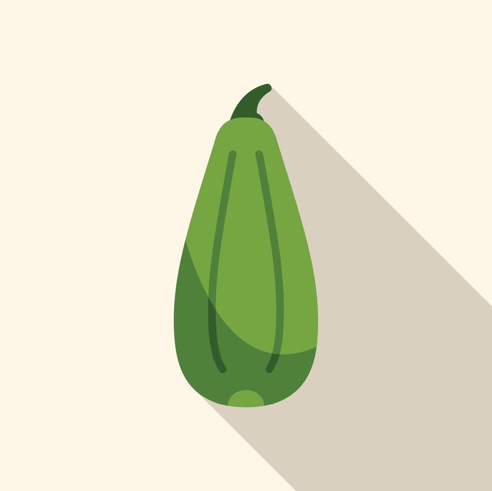 Green zucchini squash icon showing long shadow vector