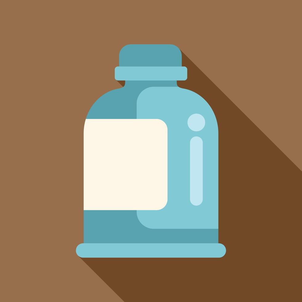 Blue plastic bottle with blank label is standing on surface vector
