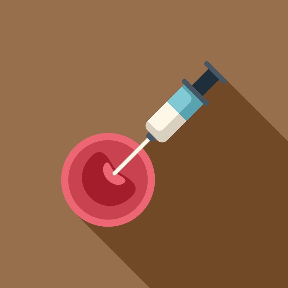 Syringe injecting liquid into petri dish with blood sample vector
