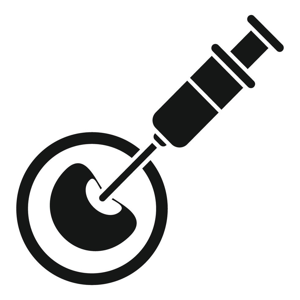 Syringe injecting medicine into liver icon, simple style vector