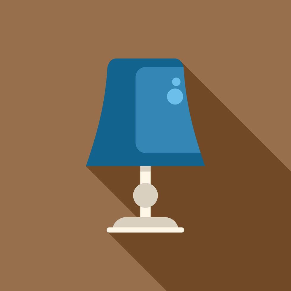 Blue bedside table lamp casting long shadow vector