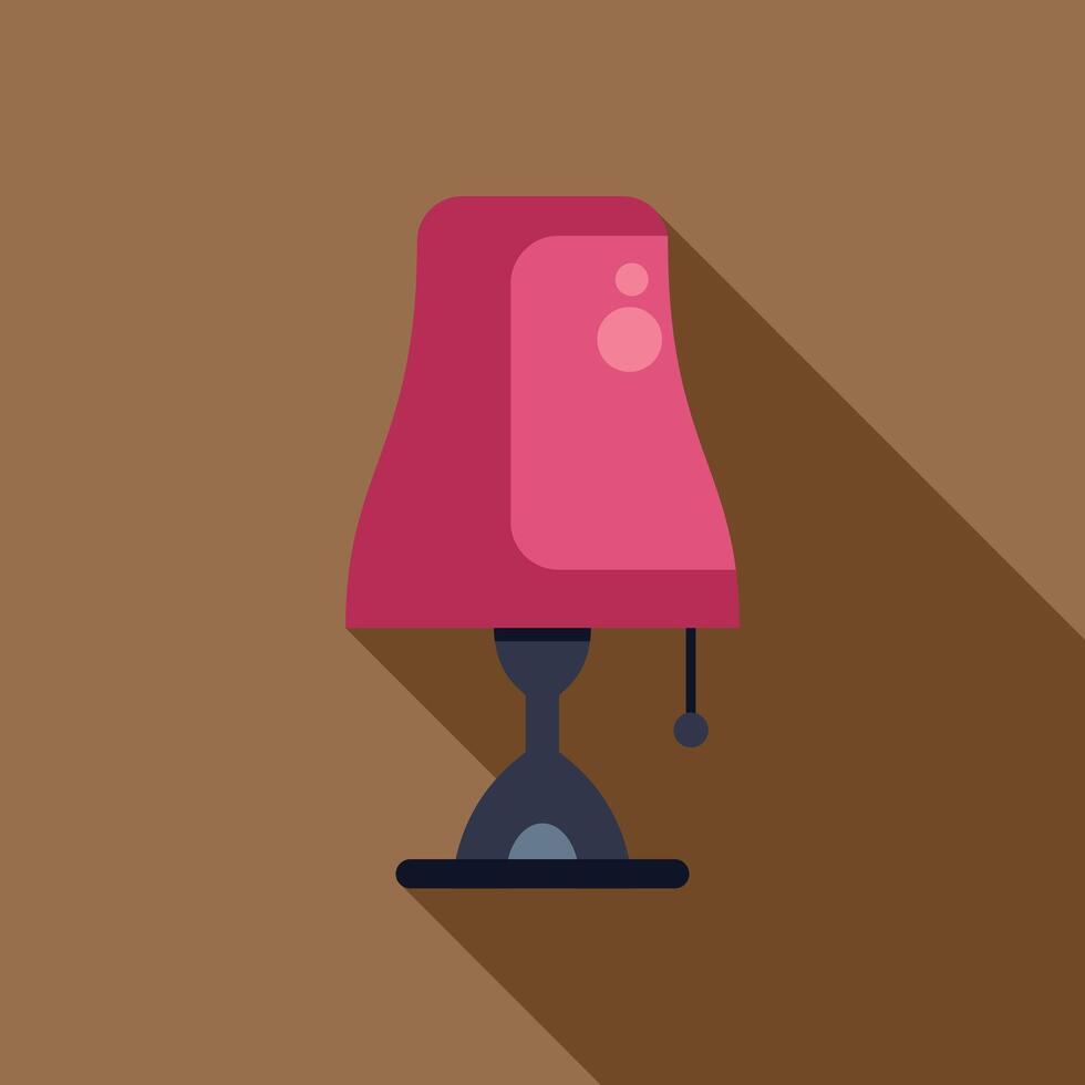 Pink bedside lamp casting long shadow on brown background vector
