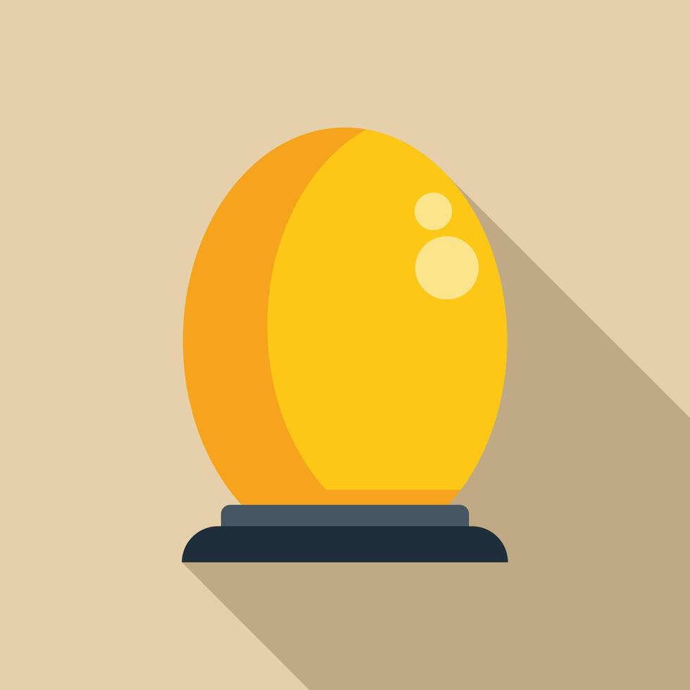 Yellow crystal ball with glowing core standing on a stand casting long shadow vector
