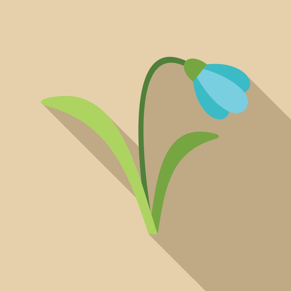 Blue snowdrop flower growing with long shadow vector