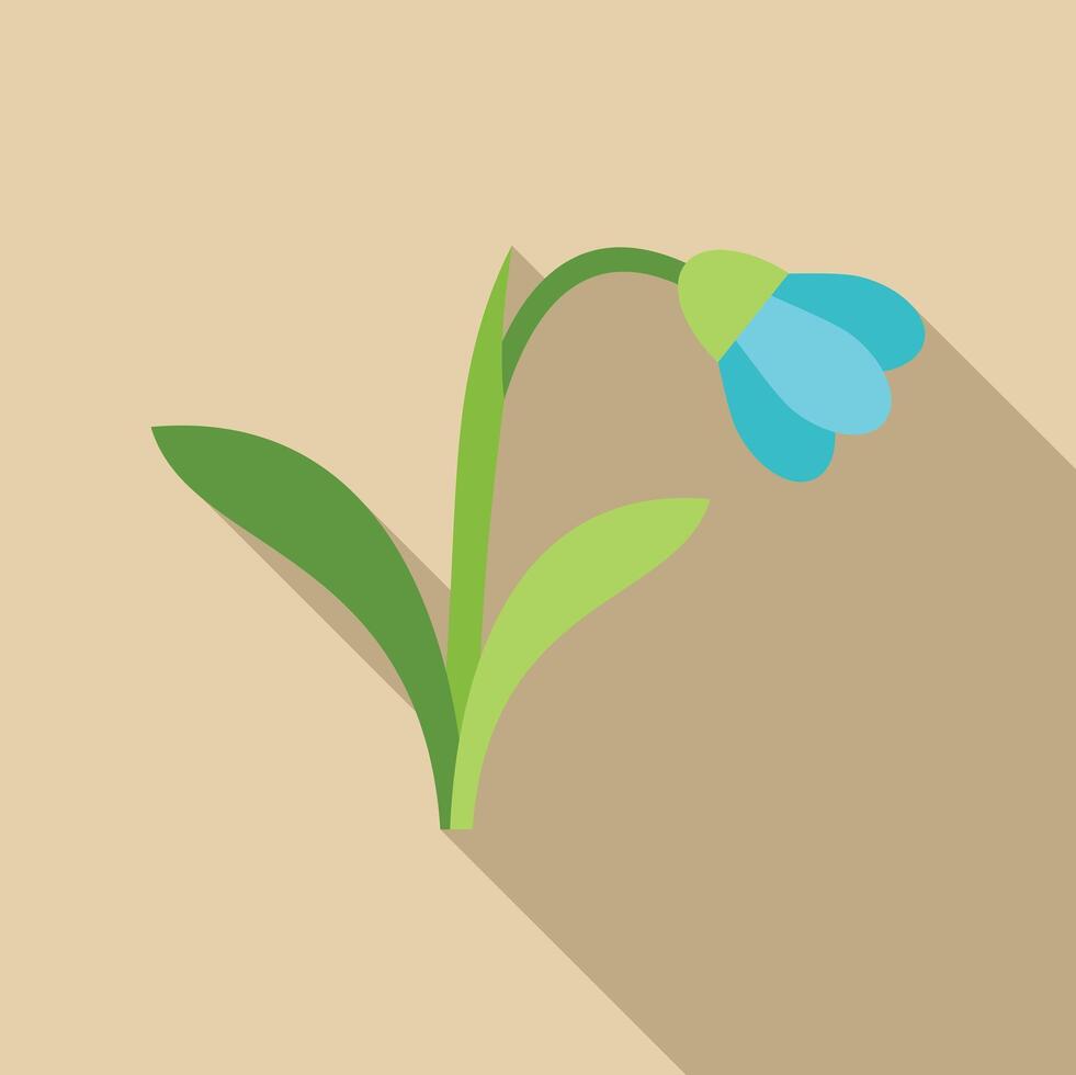 Blue snowdrop flower growing with long shadow vector