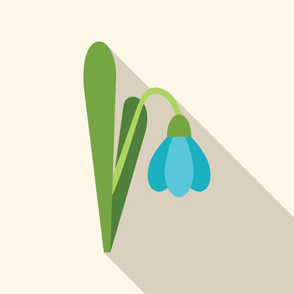 Blue snowdrop flower blooming with long shadow vector