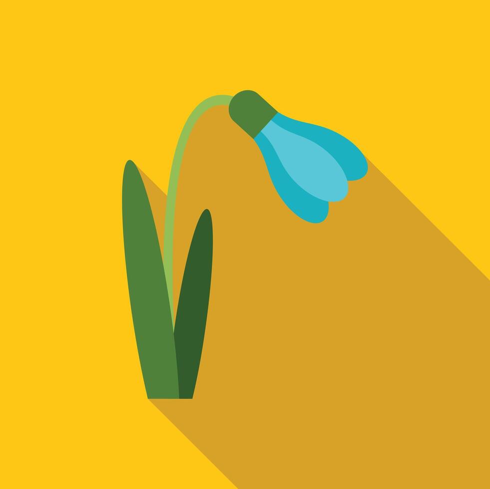 Blue snowdrop flower blooming in springtime on yellow background vector