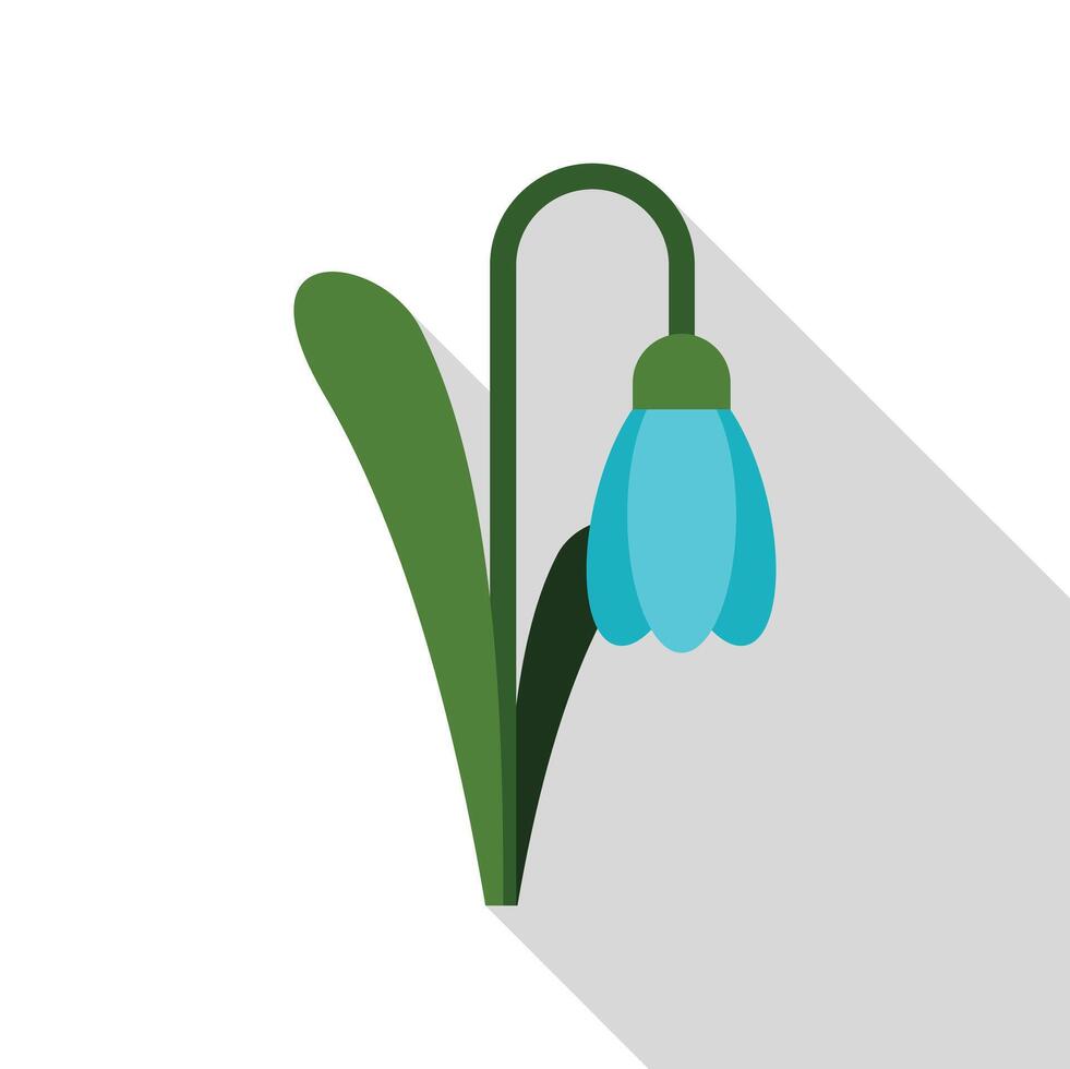 Blue snowdrop flower blooming in springtime flat design icon vector