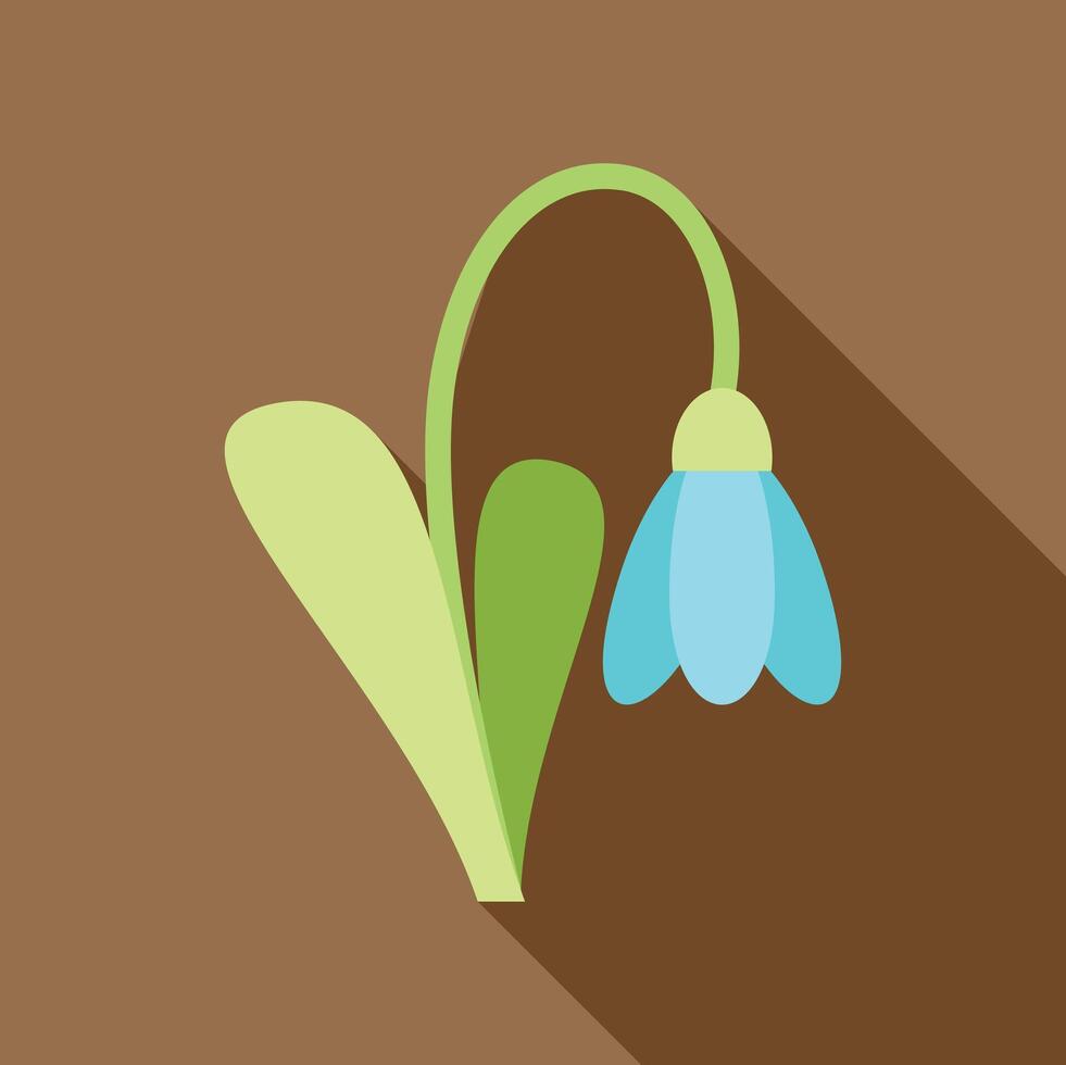 Blue snowdrop flower growing with long shadow vector