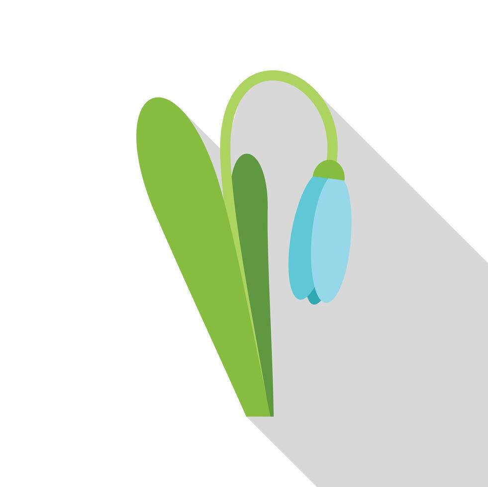 Blue snowdrop flower growing with long shadow vector