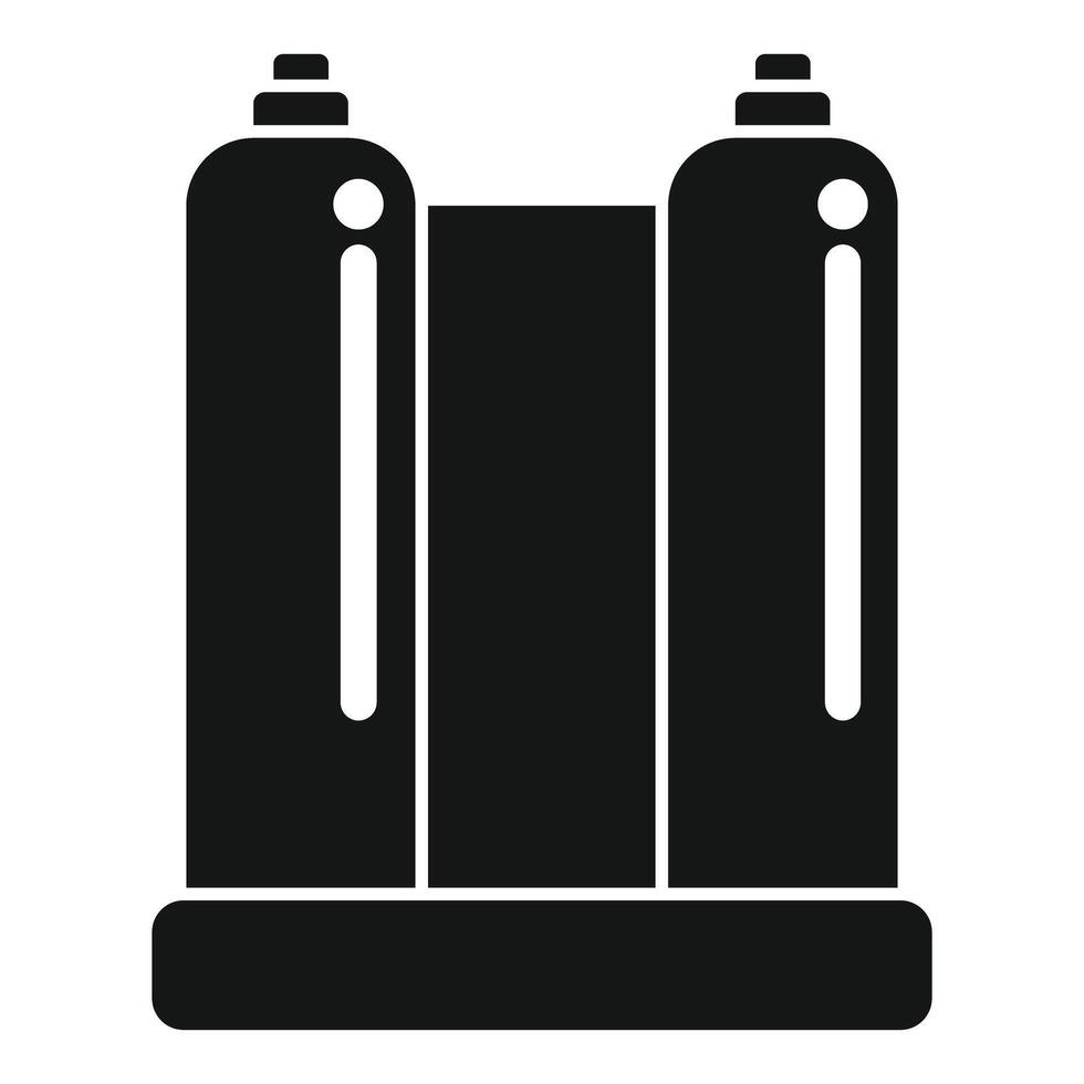 Double oxygen tank icon, simple style vector