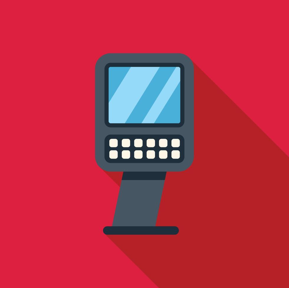 Electronic terminal standing on single leg with buttons and display vector