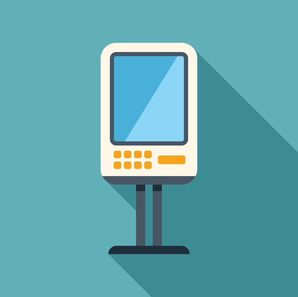 Payment terminal standing on stand showing empty screen vector