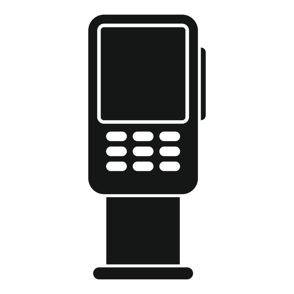 Payment terminal standing on base accepting contactless payment vector