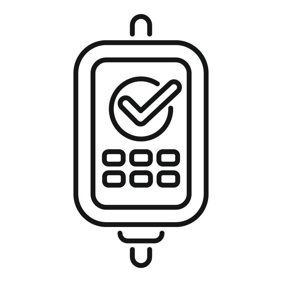 Mobile phone showing validated transaction icon vector