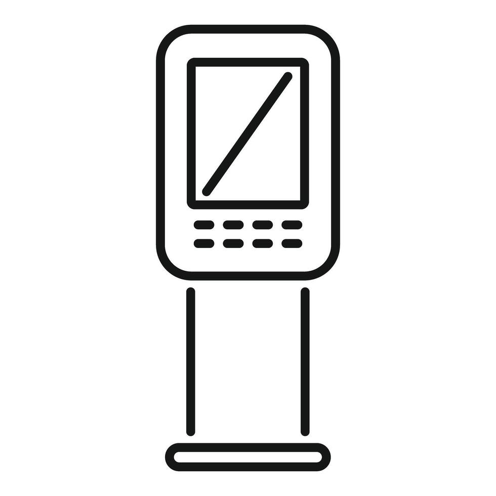 Public terminal standing on floor showing interactive interface vector