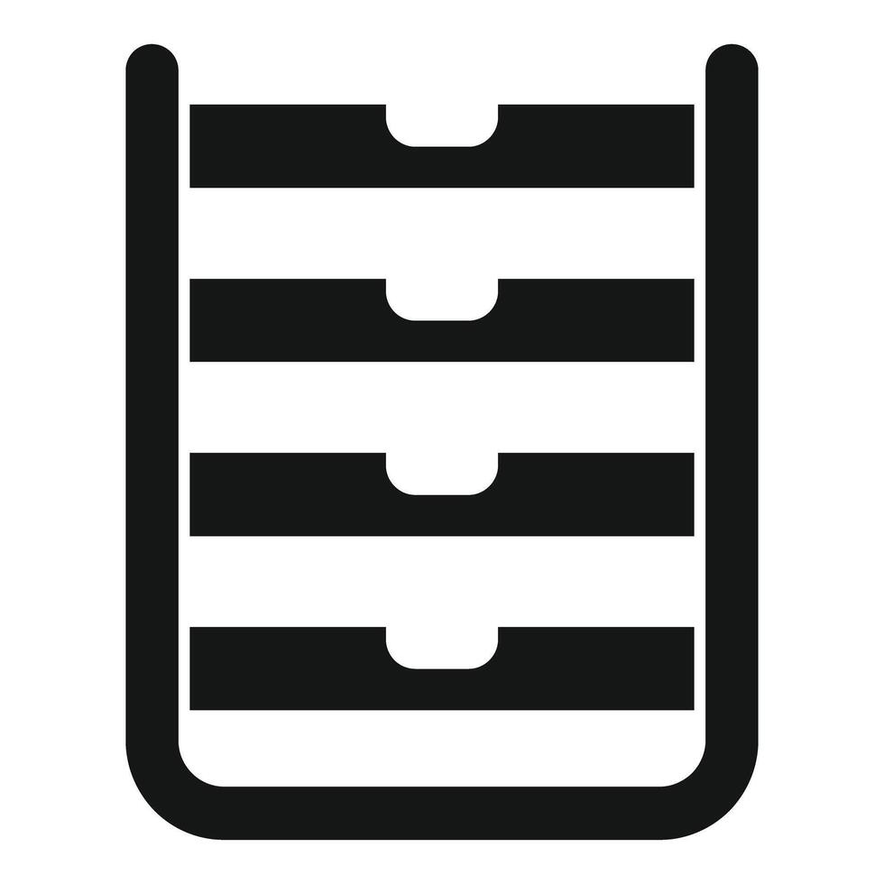 Archive cabinet storing files with four drawers icon vector