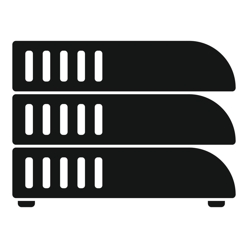 Black server rack icon showing data storing concept vector