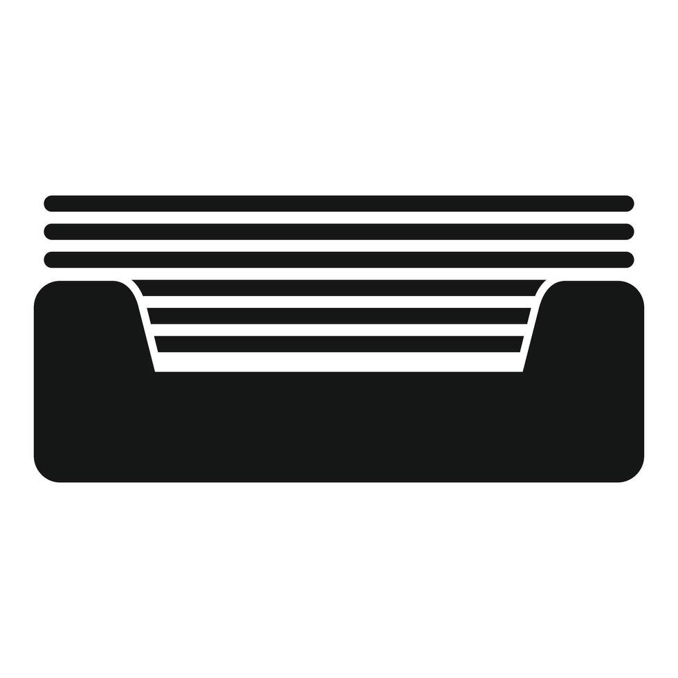 Office paper tray full of sheets of paper icon vector