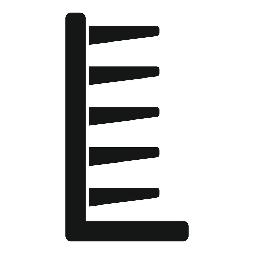 Black metal shelf displaying five levels side view vector