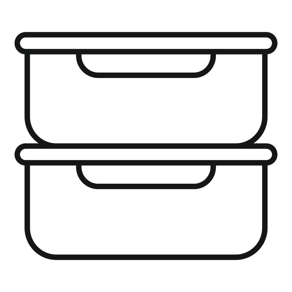 Two rectangular plastic food storage containers stacked on top of each other vector