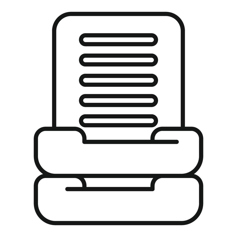 Office tray holding paper with lines icon, outline style vector