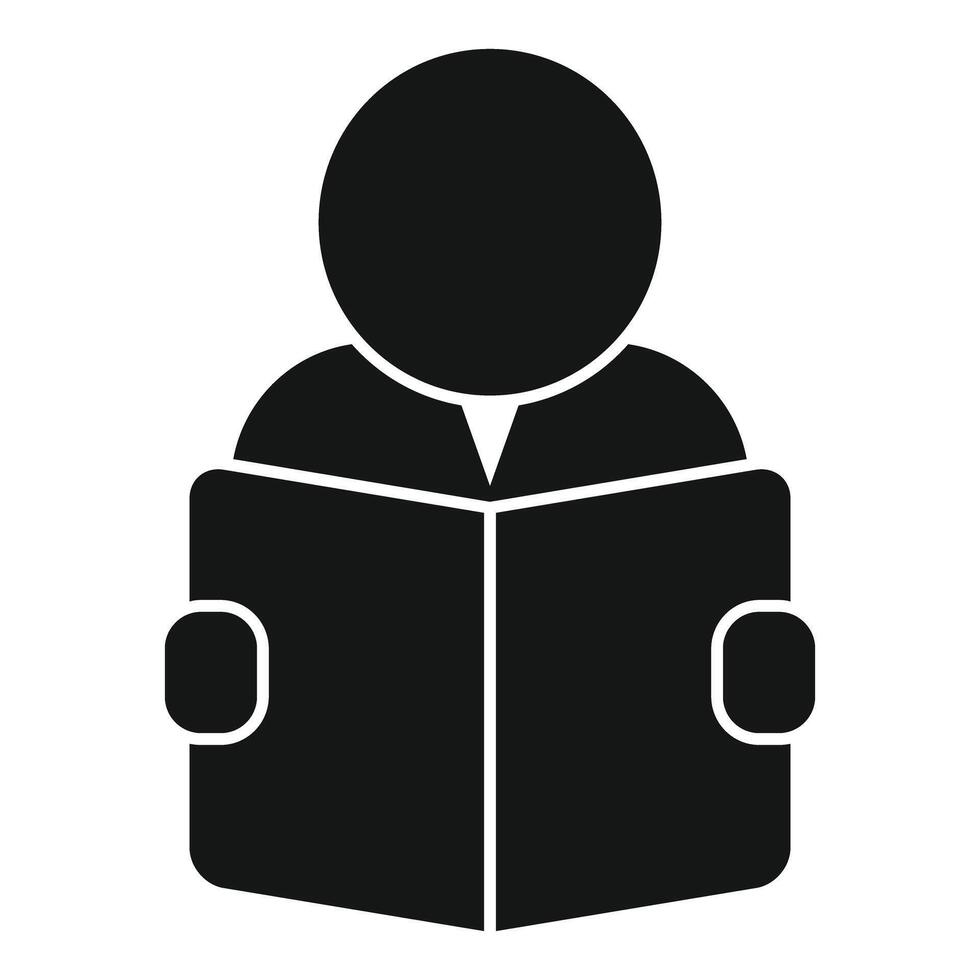 Businessman reading book icon, learning and education symbol vector