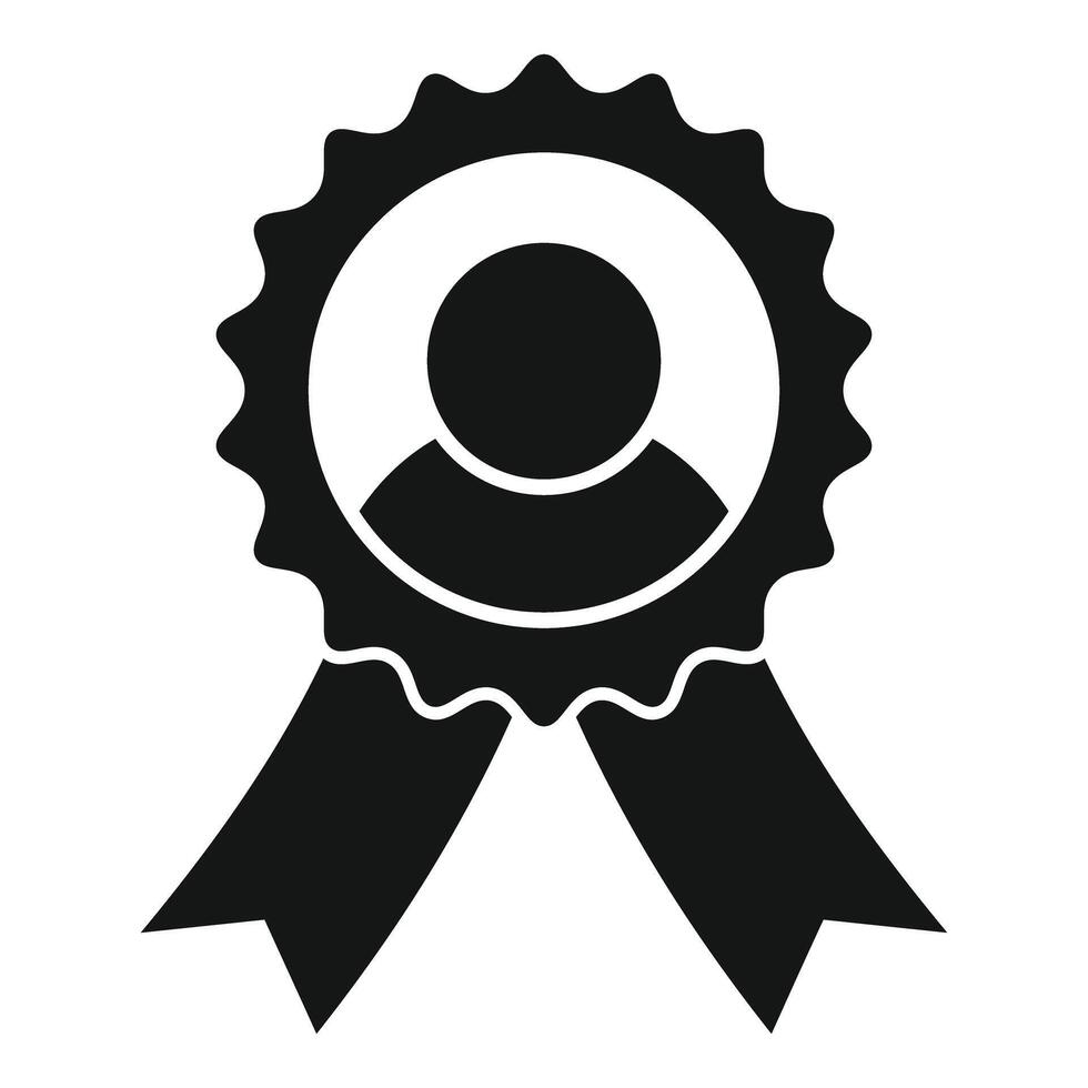 Black glyph award ribbon icon representing a person winning vector