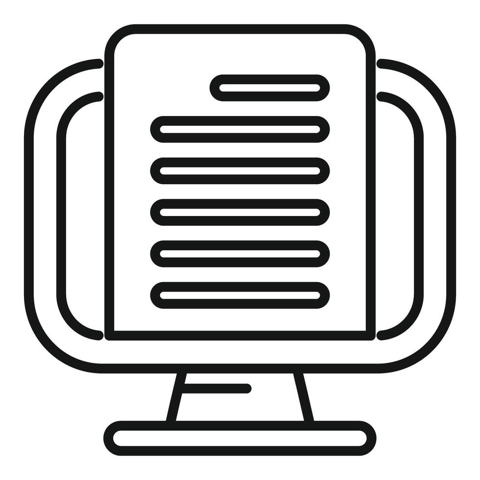 Computer showing digital contract for electronic signature icon vector