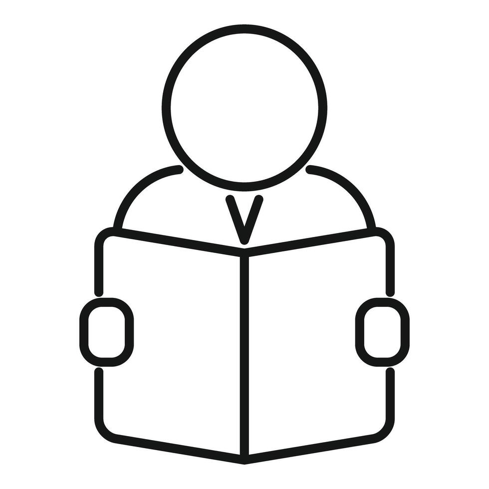 Student reading textbook icon, education and knowledge concept vector