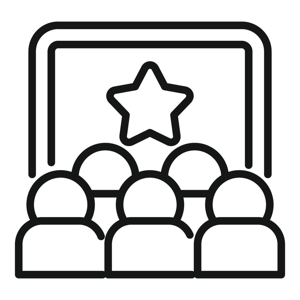 Audience watching movie with star on screen icon thin line vector