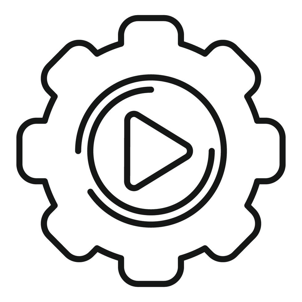 Play button inside gear showing video marketing automation concept vector