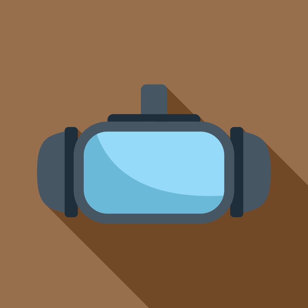 Vr headset with long shadow is lying on a brown background vector