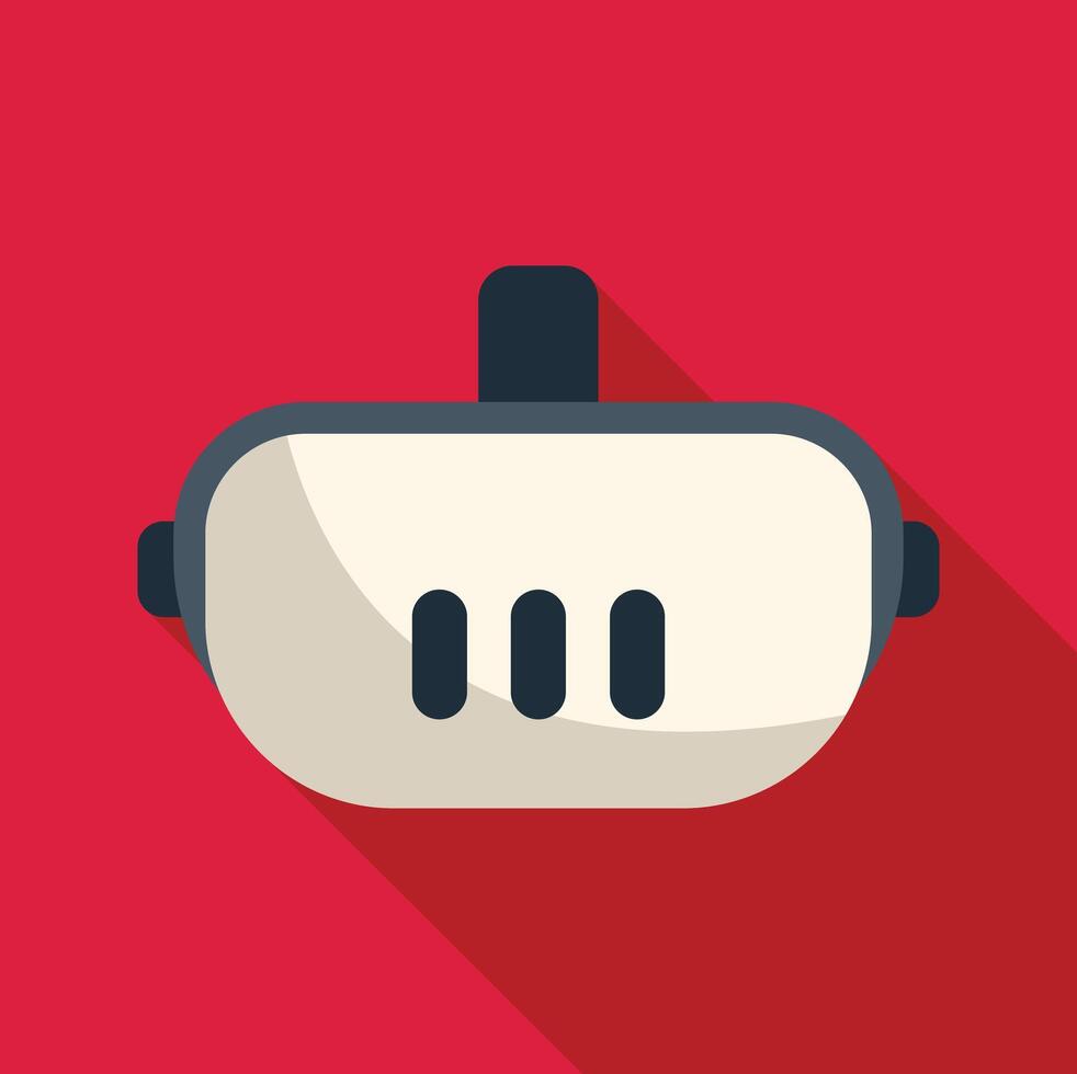 Virtual reality headset lying on red background with long shadow vector